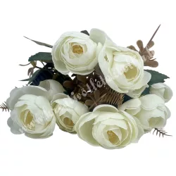 Boglárka csokor, törtfehér, 30 cm