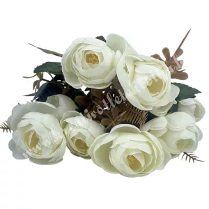 Boglárka csokor, törtfehér, 30 cm