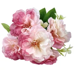 Fodros virágcsokor, rózsaszín-pink, 34 cm