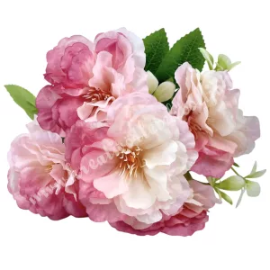 Fodros virágcsokor, rózsaszín-pink, 34 cm