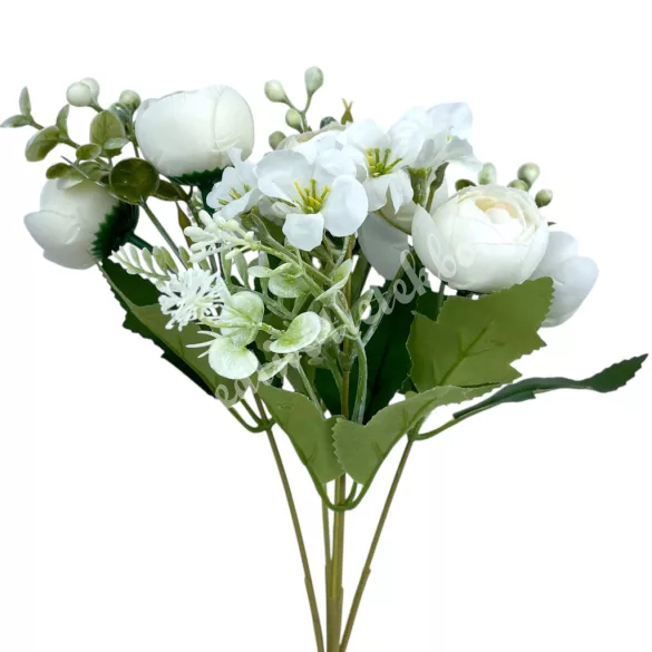 Boglárka csokor, fehér, 28 cm