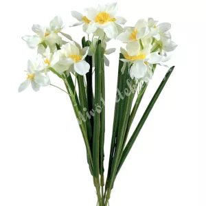 Nárcisz csokor, fehér-sárga, 50 cm