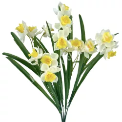 Gumi nárcisz csokor, fehér-sárga, 34 cm