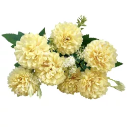 Krizantém csokor, krém, 30 cm