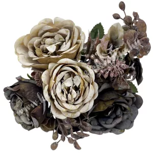 Peonia csokor, cappuccino-barna, 33 cm