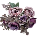 Peonia csokor, mályva, 33 cm