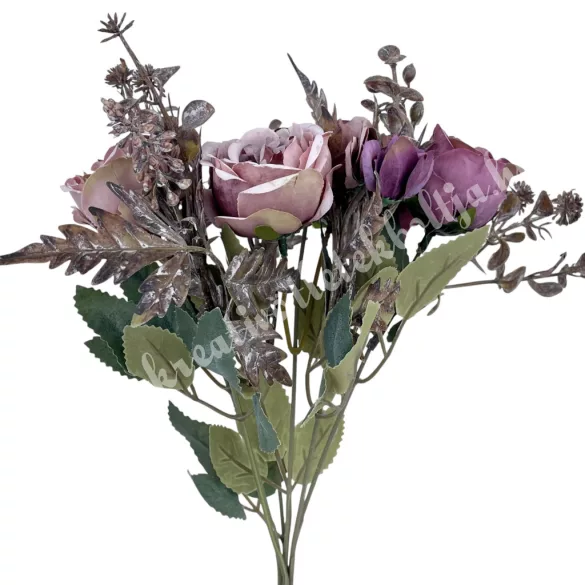 Peonia csokor, mályva, 33 cm