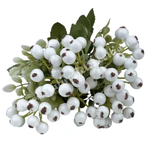 Hóbogyó csokor, fehér, 36 cm