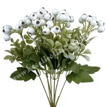 Hóbogyó csokor, fehér, 36 cm