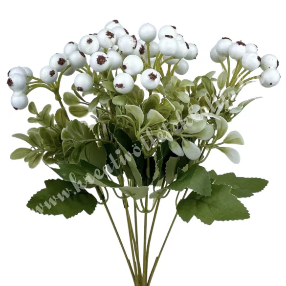 Hóbogyó csokor, fehér, 36 cm