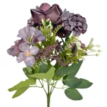 Rózsa-hortenzia csokor, antik lila, 30 cm