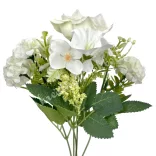 Rózsa-hortenzia csokor, fehér, 30 cm