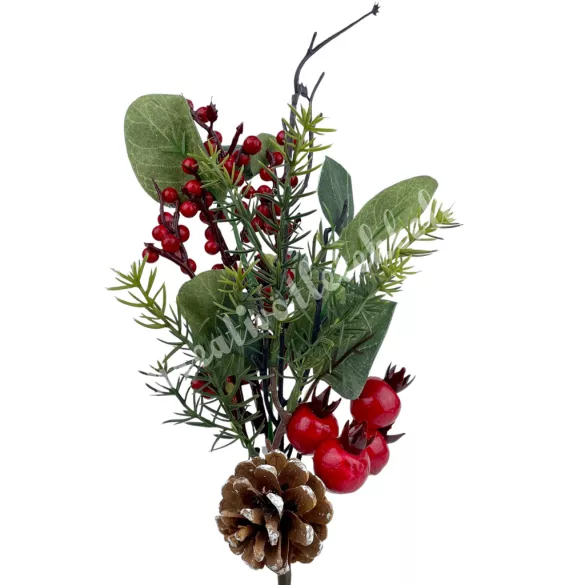 Betűzős pick, gránátalmával, tobozzal, bogyókkal, 30 cm