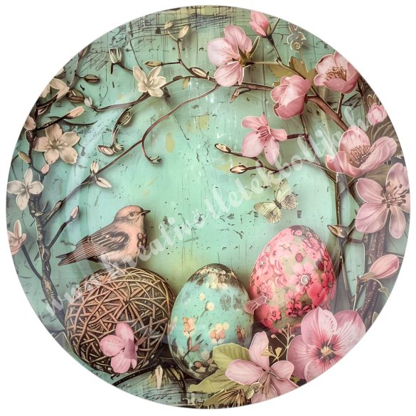 Műanyag tálca, tojással és madárral, 33 cm