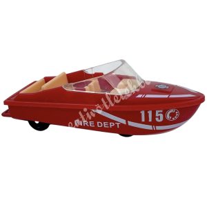 Műanyag tűzoltó csónak, piros, 9x3 cm