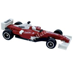 Műanyag versenyautó, piros, 8x2 cm