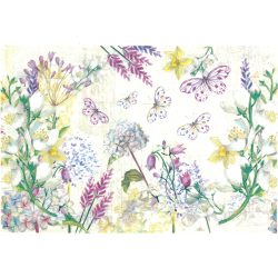 Rizspapír, virágok és pillangók, 30x22 cm (0237)
