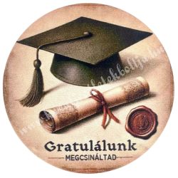 Matrica, kerek, Gratulálunk felirattal, 4,2 cm