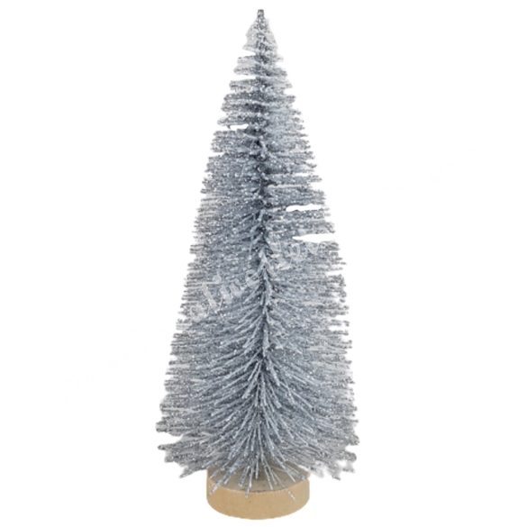Fenyőfa, csillámos, ezüst, 6 cm