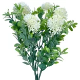 Zöld csokor bogyóval, fehér, 32 cm