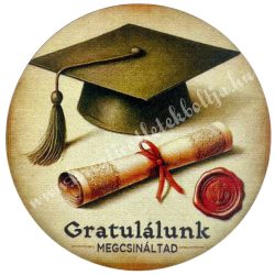 Dekorkarton tábla, kerek, Gratulálunk, 5 cm