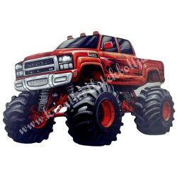Dekorkarton tábla, Monster truck, piros, 9,5x6 cm