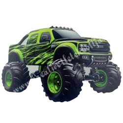 Dekorkarton tábla, Monster truck, zöld, 9,5x6 cm