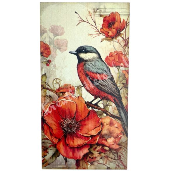 Dekorkarton tábla, pipacs, 5x9,5 cm