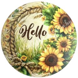 Fa tábla, kerek, napraforgó, 11,8 cm