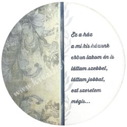 Fa tábla, kerek, Ez a ház..., 11,8 cm