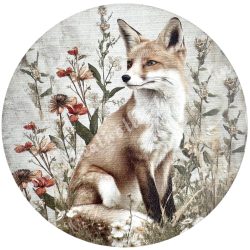 Fa tábla, kerek, vintage róka, 11,8 cm