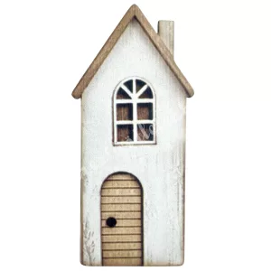 Dekorkarton házikó, törtfehér, 4x8,5 cm