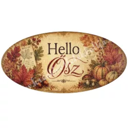 Fa tábla, ovális, Hello Ősz, 10x5 cm
