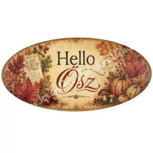 Fa tábla, ovális, Hello Ősz, 10x5 cm