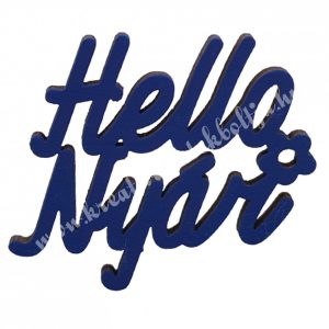 Fa felirat, "Hello Nyár", sötétkék, 5,5x5 cm