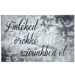   Fa tábla, téglalap, Emléked örökké..., szürke, 8,5x5,5 cm