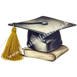 Fa tábla, diplomasapka arany bojttal, 8,5x5 cm