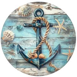 Fa tábla, kerek, horgony, 11,8 cm