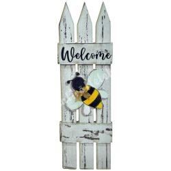 Dekorkarton tábla, kerítés méhecskével, 5x15 cm