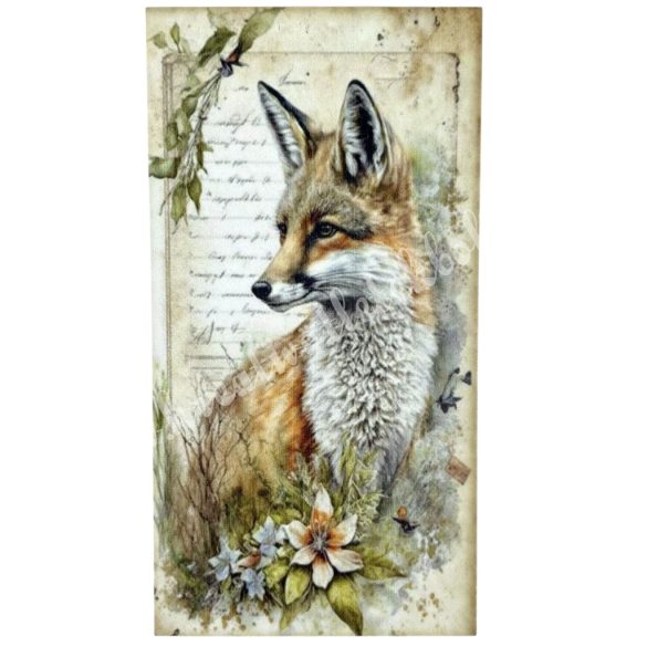 Dekorkarton tábla, róka, 5x9,5 cm