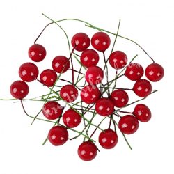 Betűzős piros bogyók, 1 cm, 24 db/csomag