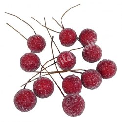 Betűzős piros cukros bogyók, 1,5 cm, 12 db/csomag