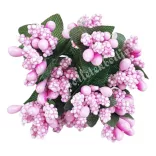 Bogyós mini csokor, világos rózsaszín, 9 cm