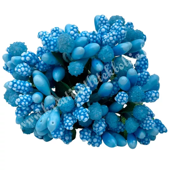 Bogyós mini csokor, világoskék, 9 cm