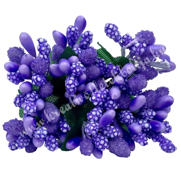 Bogyós mini csokor, lila, 9 cm