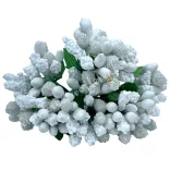 Bogyós mini csokor, fehér, 9 cm