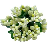 Bogyós mini csokor, krém, 9 cm