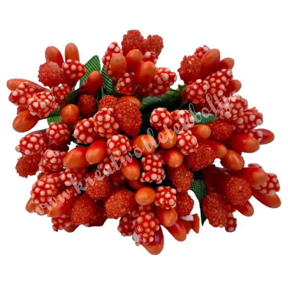 Bogyós mini csokor, narancssárga, 9 cm