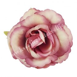 Fodros rózsafej, krém-mályva, 4 cm