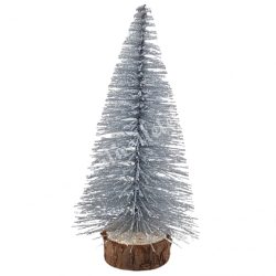 Fenyőfa, csillámos, ezüst, 14 cm
